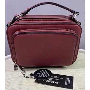 Kelsey Carroll Womens Vegan Leather DeepRed RFID Crossbody Purse Satchel Bag NWT